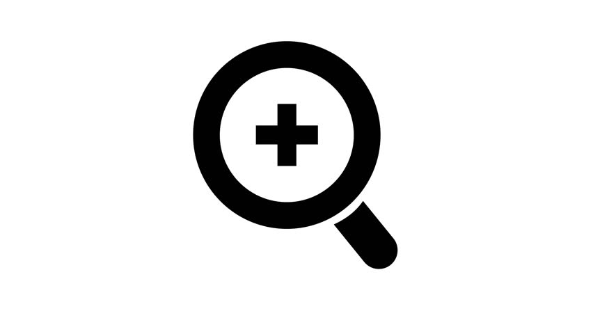 zoom, magnifier, lens icon animation, cartoon, illustration, vector on white background.