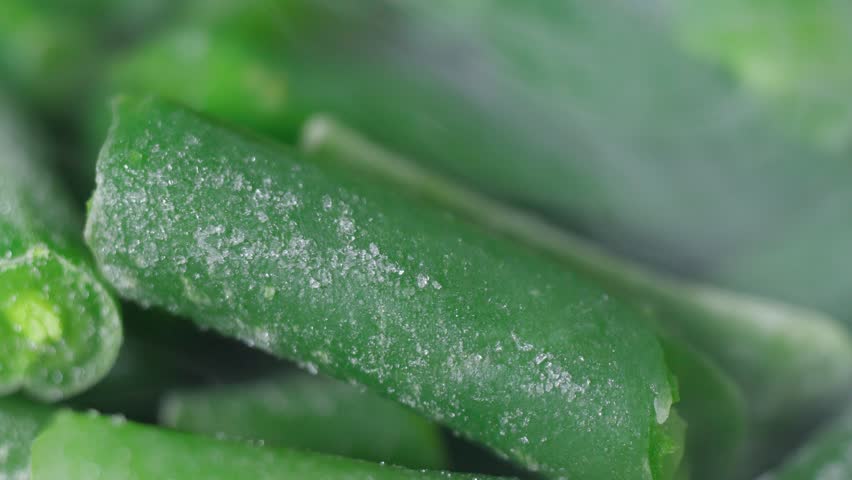Green beans. Healthy nutrition. Frozen beans vitamins. Selective focus. Close up macro