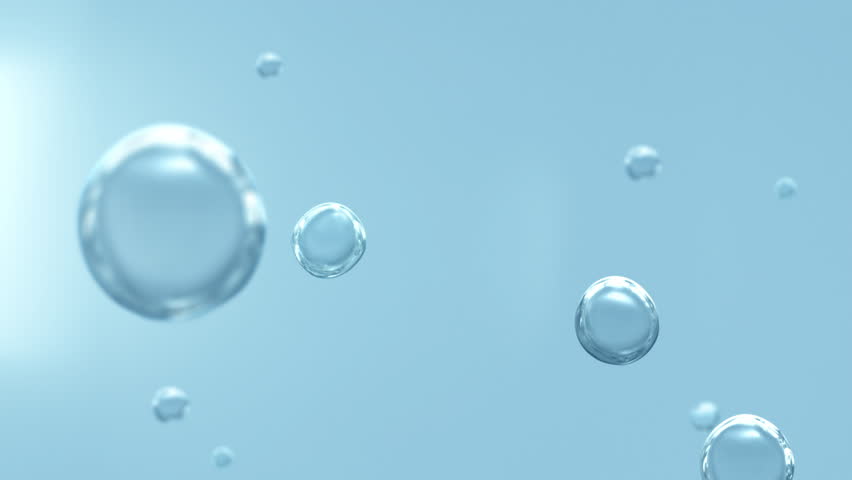 Ascending transparent bubbles on blue and white background. Looped 3D animation concept for beauty and science demo and showcase with copy space depicting cleanliness and purity of water and hydrogen. Royalty-Free Stock Footage #1101807995