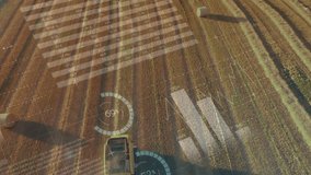 Animation of financial data processing over combain in agriculture field. global farming, business, digital interface, technology and networking concept digitally generated video. - Powered by Shutterstock - Get 15% off with code: PIKWIZARD15