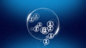 Animation of people icons over globe on blue background. global business, digital interface, technology and networking concept digitally generated video. - Powered by Shutterstock - Get 15% off with code: PIKWIZARD15