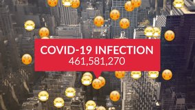 Animation of covid 19 data processing over multiple sick emojis with face masks. global covid 19 pandemic concept digitally generated video. - Powered by Shutterstock - Get 15% off with code: PIKWIZARD15