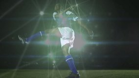 Animation of networks of connections over football player. global sports, technology, digital interface and connections concept digitally generated video. - Powered by Shutterstock - Get 15% off with code: PIKWIZARD15