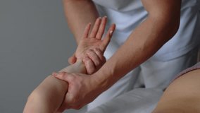 Hand massage. Close-up. 4k video