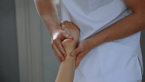 Foot massage. Close-up. 4k video