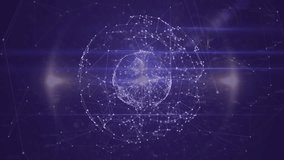 Animation of globe with network of connections. global connections, digital interface, technology and networking concept digitally generated video.