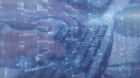 Animation of data processing over hands typing on computer keyboard. global communication, business, digital interface, technology and networking concept digitally generated video. - Powered by Shutterstock - Get 15% off with code: PIKWIZARD15