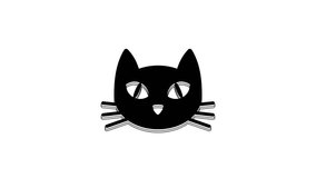 Black Cat icon isolated on white background. 4K Video motion graphic animation.