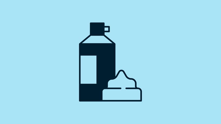 Blue Whipped cream in an aerosol can icon isolated on blue background. Sweet dairy product. Milk product and sweet symbol. 4K Video motion graphic animation . | Shutterstock HD Video #1101818995