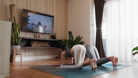 Mother and Daughter Find Connection and Fitness Through Yoga Online Course on Video Conference