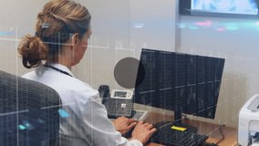 Animation of networks of connections over caucasian female doctor using computer. global medicine, healthcare and technology concept digitally generated video. - Powered by Shutterstock - Get 15% off with code: PIKWIZARD15