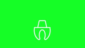 Animated dental cap white line icon. Tooth crown. Dental procedure. Loop HD video with chroma key, alpha channel on transparent background, black solid background. Outline motion graphic animation