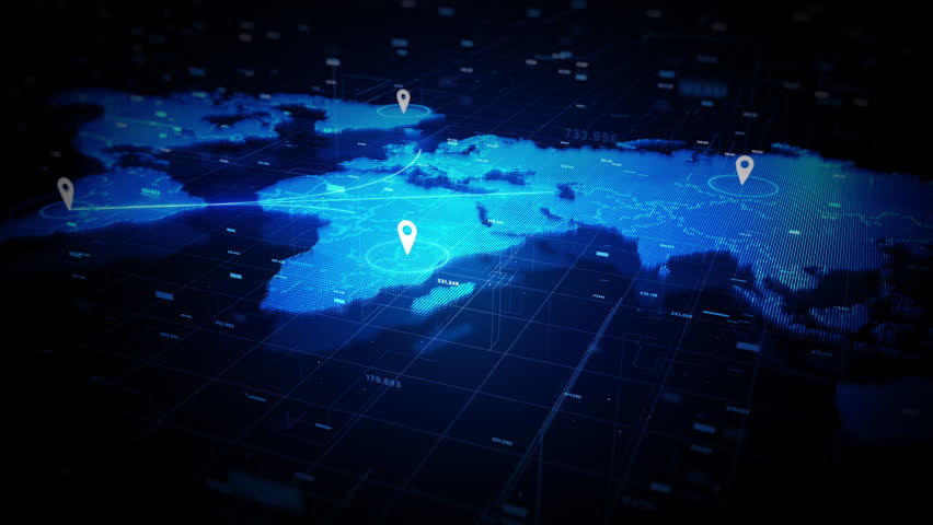World map with location icon, Global communication and location network connection, Digital technology, Abstract background | Shutterstock HD Video #1101845449