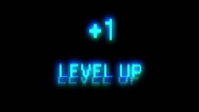 Retro Level Up glitch animation. Video game screen. - Powered by Shutterstock - Get 15% off with code: PIKWIZARD15