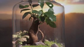 Discover the intricate world of an ecosystem in a jar with this mesmerizing vertical video. See how plants, soil, and water work together to create a thriving and self-sustaining environment