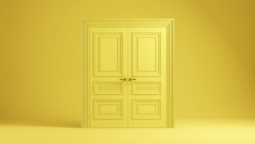 Yellow abstract doors opening to the bright light. Green chroma key and luma matte included | Shutterstock HD Video #1101849023