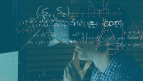 Digital composition of mathematical equations floating against man wearing vr headset. global business and technology concept - Powered by Shutterstock - Get 15% off with code: PIKWIZARD15