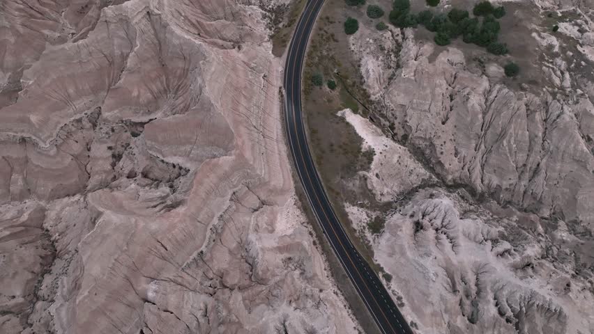 Aerial view of Highway 240, cutting through South Dakota