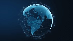 Tech earth globalization in 3d animation. Global Business dots on rotating planet. - Powered by Shutterstock - Get 15% off with code: PIKWIZARD15