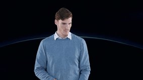 Animation of businessman with red umbrella, globe, digital icons and data processing on screens. global business, digital interface, technology and networking concept digitally generated video. - Powered by Shutterstock - Get 15% off with code: PIKWIZARD15