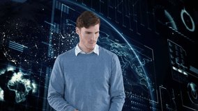 Animation of businessman with red umbrella and data processing on screens. global business, digital interface, technology and networking concept digitally generated video. - Powered by Shutterstock - Get 15% off with code: PIKWIZARD15