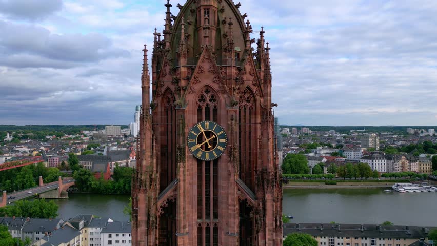 Frankfurt Cathedral in the historic city center - aerial view - travel photography