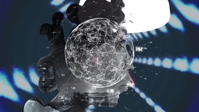 Animation of rotating global network and data processing over strobing lights and portrait of woman. global research technology, digital data and communication concept, digitally generated video. - Powered by Shutterstock - Get 15% off with code: PIKWIZARD15