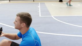 Animation of networks of connections over sportsman drinking water. global sports, technology, digital interface and connections concept digitally generated video. - Powered by Shutterstock - Get 15% off with code: PIKWIZARD15