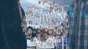 Animation of globe of connections over business people handshake. global business, digital interface, technology and networking concept digitally generated video. - Powered by Shutterstock - Get 15% off with code: PIKWIZARD15