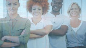 Animation of data processing over creative business people. global business, digital interface, technology and networking concept digitally generated video. - Powered by Shutterstock - Get 15% off with code: PIKWIZARD15