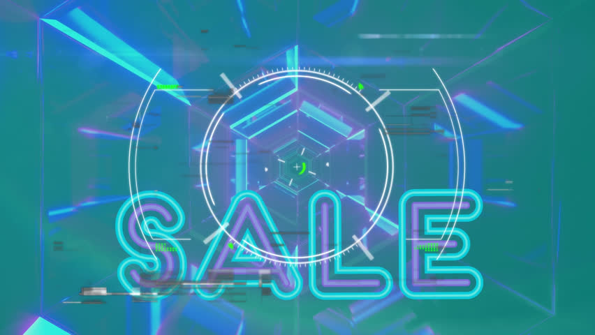 Animation of sale text and scope scanning over cityscape. global sales, retail, connections, digital interface, technology and networking concept digitally generated video. - Powered by Shutterstock - Get 15% off with code: PIKWIZARD15