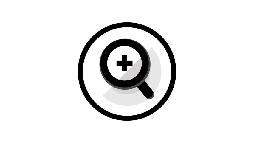 zoom, magnifier, lens icon animation, cartoon, illustration, vector on white background.