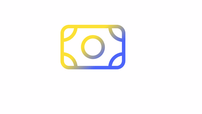 Animated banknote gradient ui icon. Pile of money. Finance. Seamless loop HD video with alpha channel on transparent background. Line color user interface symbol motion graphic animation | Shutterstock HD Video #1101882183