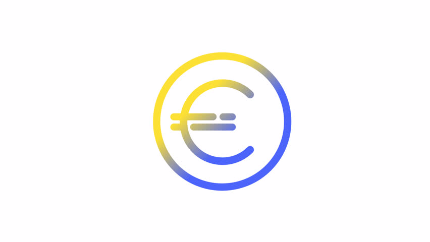 Animated eurocent gradient ui icon. Money. Currency exchange. Seamless loop HD video with alpha channel on transparent background. Line color user interface symbol motion graphic animation | Shutterstock HD Video #1101882185