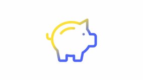 Animated piggy bank gradient ui icon. Personal account. Seamless loop HD video with alpha channel on transparent background. Line color user interface symbol motion graphic animation