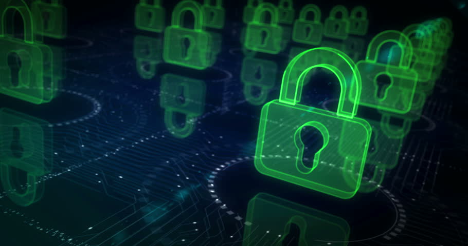 Cyber security and digital computer protection with padlock symbol abstract cyber concept. Digital technology and computer background seamless and looped 3d animation. | Shutterstock HD Video #1101883343