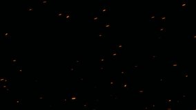 Animation of fire particles on black background. 4K - 60Fps. Seamless Looped Clip.