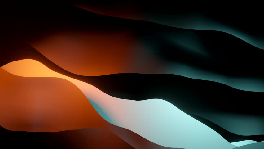 Moving stripes with reflection on black background. Design. Moving surface with wavy colored stripes in middle of animation. Stream of wavy metal strips with reflection disappearing into dark | Shutterstock HD Video #1101885157