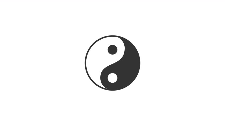 Animated yinyang harmony loader. Chinese taoism. Simple black and white loading icon. 4K video footage with alpha channel transparency. Wait-animation progress indicator for web UI design