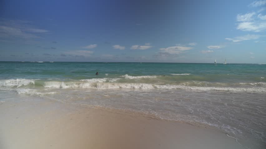 Sea and beach on sunny day, Bavaro Beach, Punta Cana, Dominican Republic, West Indies, Caribbean, Central America