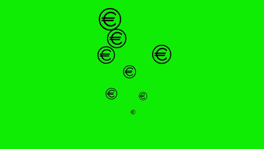 Animated black euro fly from bottom to top. Fountain from flying coins. Concept of business, money, finance. Vector illustration isolated on the green background. | Shutterstock HD Video #1101890315