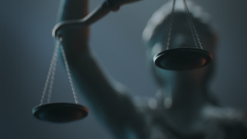 Cinematic and Atmospheric Close-up Shot of Scales that Lady Justice is Holding.
A Title Sequence for Court Show Mock-up. Royalty-Free Stock Footage #1101891143