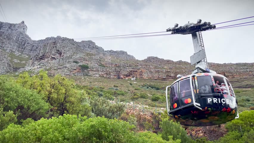 Table Mountain Cableway goes Up from lower Station in Cape Town, South Africa | Shutterstock HD Video #1101891751