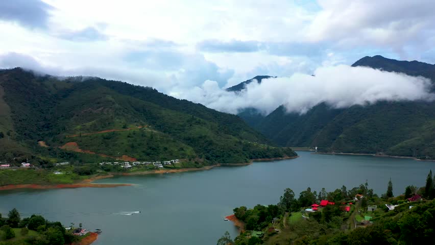 Calima Lake in Colombia-Landscape 4K Aerial shot