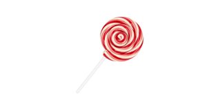 4k Resolution Video: Sweetmeat Christmas Lollipop Spiral Shape Seamless Looped Rotating on a white background with luma Matte