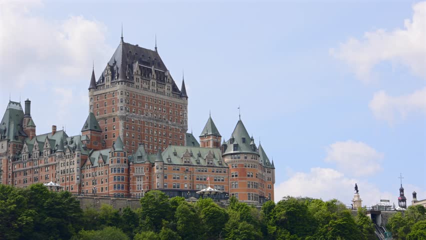 Frontenac Castle in the Historic City of Quebec from boat