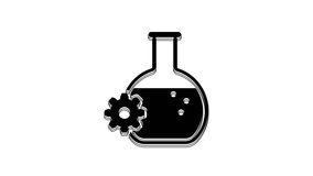 Black Bioengineering icon isolated on white background. Element of genetics and bioengineering icon. Biology, molecule, chemical icon. 4K Video motion graphic animation.