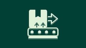 White Conveyor belt with cardboard box icon isolated on green background. 4K Video motion graphic animation. - Powered by Shutterstock - Get 15% off with code: PIKWIZARD15