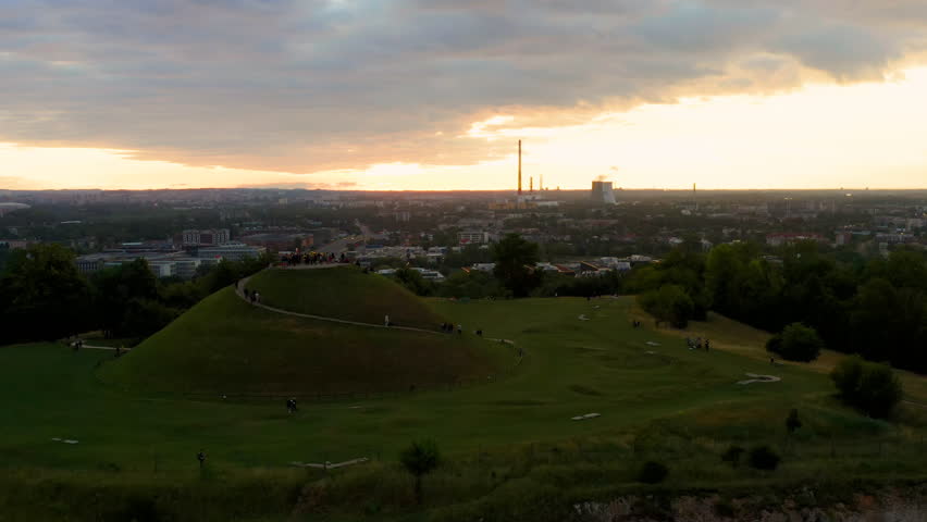 Welcome to summer entertainment - sunrise over Krakus Mound in Krakow, Poland