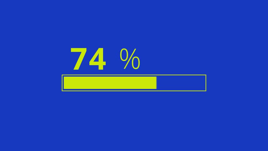 loading bar progress screen. Yellow loading bar on blue bakcground